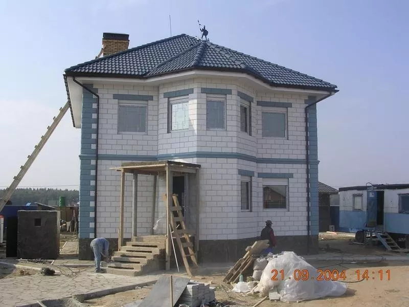 Строим дома из евроблоков с облицовкой под мрамор (свое производство) 2