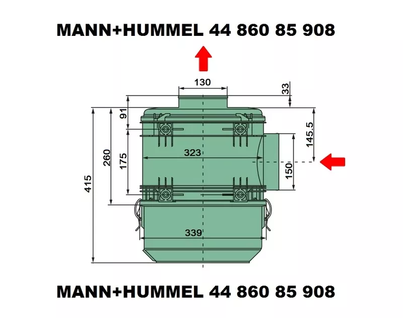 Фильтр воздушный MANN+HUMMEL 4486085908 корпус в сборе с фильтроэлемен 7